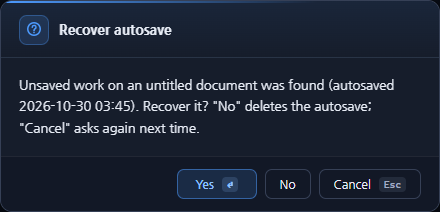 Figure 11. The Recover autosave window 