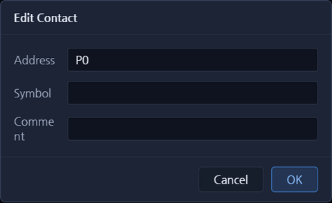 Figure 3. Entering P0 as the contact address in the Edit Contact window Figure 3. Entering P0 as the contact address in the Edit Contact window