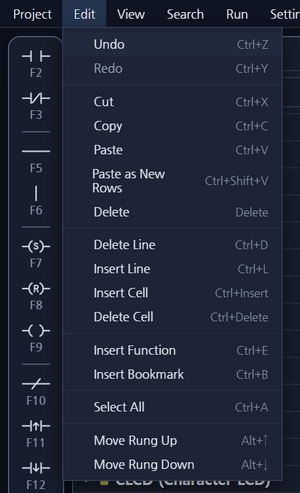Figure 2. The Edit menu 