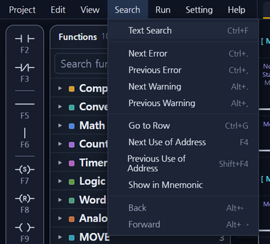 Figure 3. The Search menu 