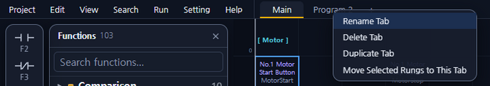 Figure 5. The right-click menu of a program tab Figure 5. The right-click menu of a program tab