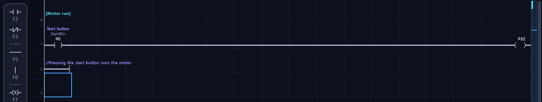Figure 7. The bookmark [Motor run] on row 0 and a note on row 2 