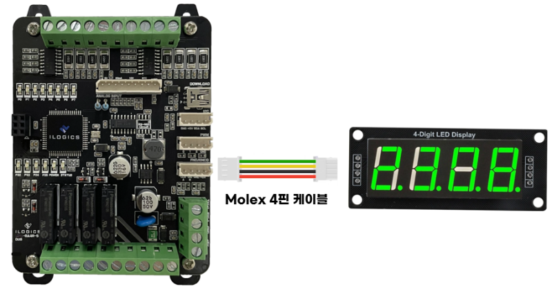 MPINO-8A4R-S, Molex 4핀 케이블, TM1637 4자리 LED 실물 MPINO-8A4R-S, Molex 4핀 케이블, TM1637 4자리 LED 실물