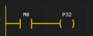 Figure 14. P32 output coil ON while M0 is ON 