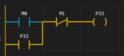 Figure 21. P32 auxiliary contact maintains the circuit after M0 turns OFF 