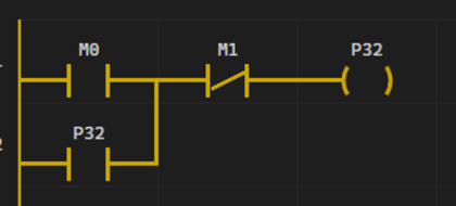 Figure 20. P32 turns ON through the M0 start contact 
