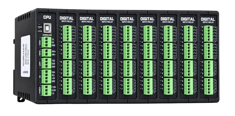 MPAINO-64A64R industrial Arduino controller — front view