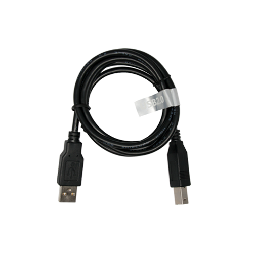 Download cable — a USB-A plug at one end and a square USB-B plug at the other